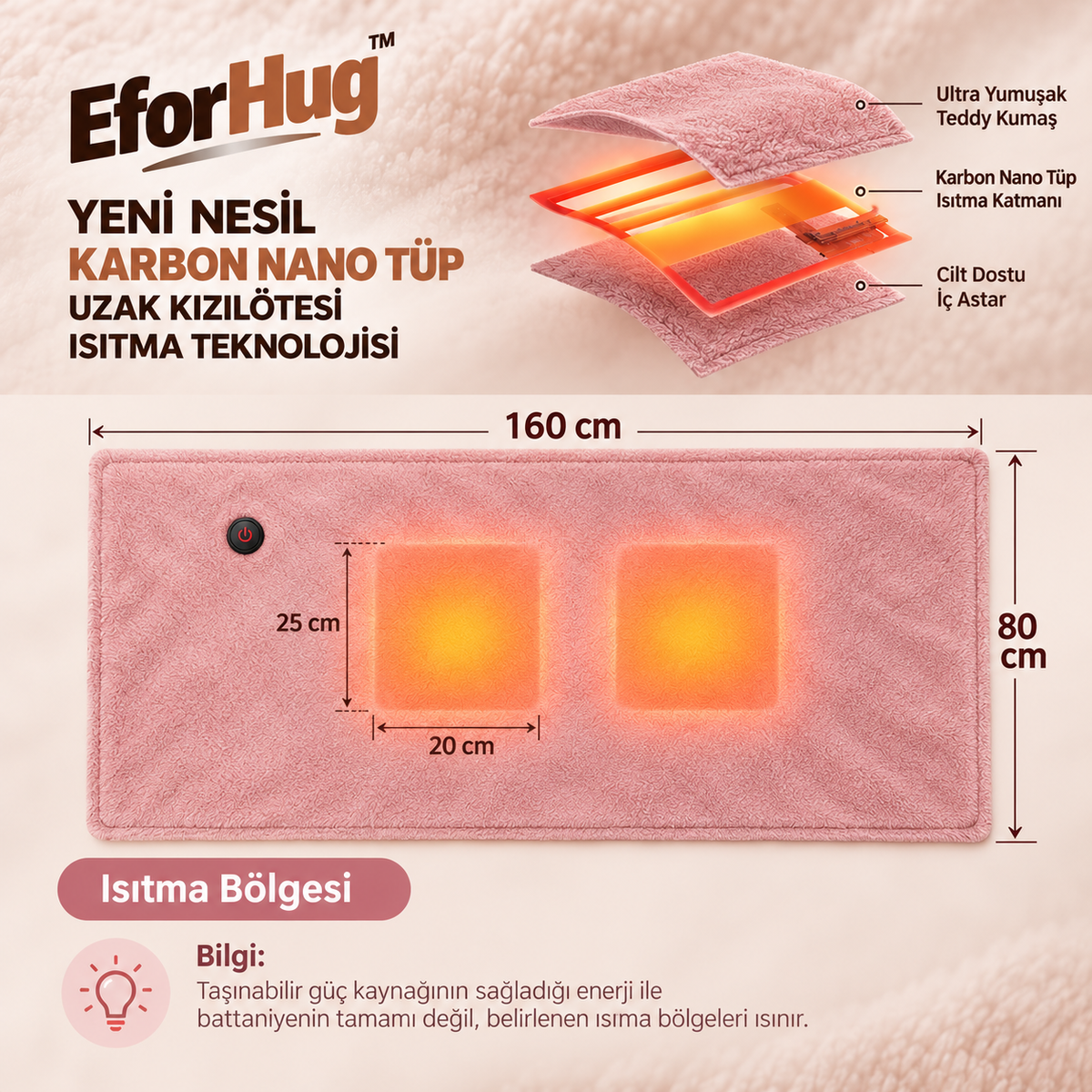 EforHug™ Taşınabilir Isıtmalı Battaniye